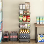 Fruteira De Chão Cozinha 6 Cestos de Armazenamento de Frutas e Verduras, Carrinho Organizador 6 Níveis com Rodas de Bloqueio para Cebolas Batatas Cor Preta - Imagem 7