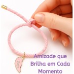 Pulseiras de Amizade com Pingente de Coração, Kit 3 Unidades, Cordão Trançado Ajustável, Rosa, Turquesa e Roxo - Imagem 4