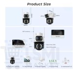 Câmera de Segurança WiFi Externa HD 3MP, IP Sem Fio com Visão Noturna Infravermelha, Dupla Lente Grande Angular, À Prova D'Água IP66, Detecção de Movimento e Áudio Bidirecional - Imagem 7
