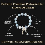Pulseira Feminina "Flower Of Charm" com Pedraria em Flor Quartzo Azul Ajustável Semijoia Delicada Elegante Equilíbrio Emocional - Acompanha Bolsa de Veludo - Imagem 6