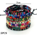 5 peças/conjunto de pulseiras de tecido trançado estilo boêmio de cor aleatória para mulheres e homens, pulseira feita à mão, 7 x 5 x 0,5 cm - Imagem 2