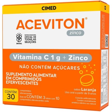 Aceviton Vitamina C e Zinco 30 Comprimidos Efervescentes