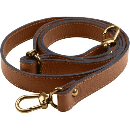 Alça Transversal de Couro Bovino Legítimo Ajustável p/Bolsa Mariart (Camel)