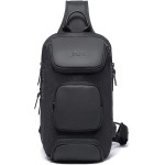 BANGE Mini Mochila Masculina Bolsa Transversal de Ombro Impermeável Pequena Pochete Premium com Detalhes em Couro Compacta com Diversos Bolsos e Compartimentos Shoulder Bag Bange - Imagem 2