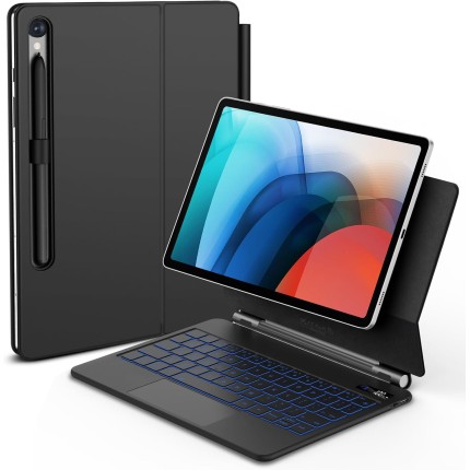 BETTDOW Capa com Teclado e Trackpad para Samsung Galaxy Tab S10 Lite/S10 Fe/S9 Fe/S9/S8/S7 de 11 polegadas,Teclado com LCD Display