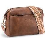 BOSTANTEN Bolsa tiracolo pequena feminina de couro com zíper triplo e alça de ombro colorida