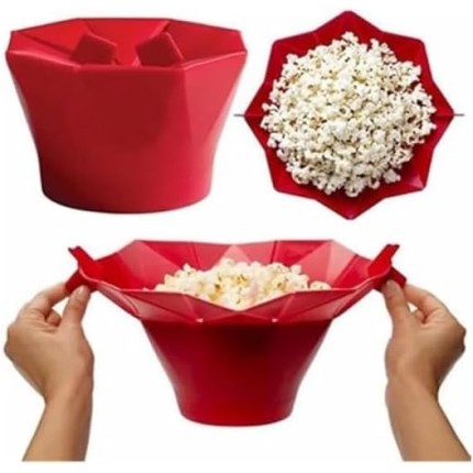 Balde Pipoqueira Silicone para Micro-ondas Retrátil, 26cm, Sem Óleo, Plástico, 280g