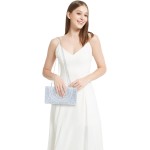Bolsa Clutch Festa Feminina Prata Full Diamond Mão Ombro Transversal Com Correntes Removíveis - Imagem 2