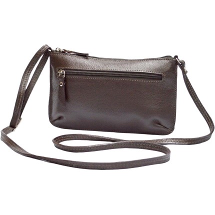 Bolsa Feminina Pequena Compacta Transversal em Couro Legítimo com Ziper Madamix MDXB364