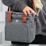 Bolsa Termica Marmita Lancheira Grande Alça Ombro Trabalho Passeio Academia Dois Andares (Bolsa Azul) - Imagem 2