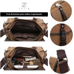 Bolsa Tiracolo Masculina Mensageiro Transversal Pasta Resistente Carteiro Ideal Para Trabalho Viagem Acabamento Em Couro Alça Grande Ajustável Estilo Moderno - ZAFIN - Imagem 2