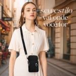 Bolsa Transversal Feminina Casual com Pingente Coração | Nylon Impermeável 3 Compartimentos – Alça Ajustável e Design Casual Leve para Celular - Imagem 2