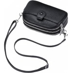 Bolsa Transversal Feminina de Couro Legítimo Tamanho Pequeno Design Simples com 3 Zíperes Porta Celular (Estilo 2)