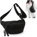 Bolsa Transversal Tiracolo Bag Pochete Impermeável Feminino Masculino Bolsinha De Cintura Lateral Shoulder Viagem Necessaire Treino Academia Esportiva Porta Celular Carteira (Preto) - Imagem 2