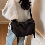 Bolsa de ombro feminina de lona com zíper bolsa transversal para trabalho, uso diário - Imagem 2