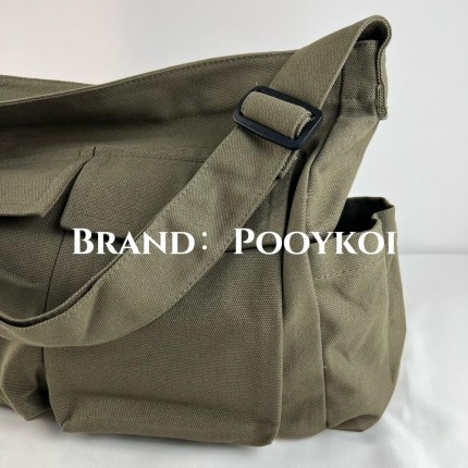 Bolsa mensageiro de lona grande bolsa transversal com vários bolsos bolsa de ombro de lona para mulheres e homens