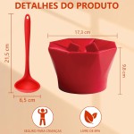 Bowl de silicone para pipoca, Pipoqueira de microondas resistente a 230°C,Bowl para Fazer Pipoca com Tampa Dobrável,Compatível Com Air Fryer e Microondas (Vermelho) - Imagem 2