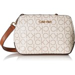 Calvin Klein Bolsa tiracolo Lucy com compartimento triplo, Baunilha/cáqui/caramelo em relevo, One Size