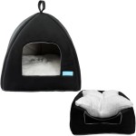Cama Casa Toca Iglu Tenda Caminha Cabana para Cachorros e Gatos Pet 47cmx45cm - Duke & Dixie (Preto)
