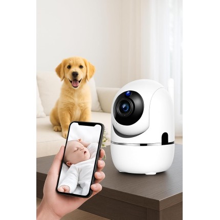 Câmera Babá Eletrônica Wi-Fi com Áudio Bidirecional, Visão Noturna e Detecção de Movimento – Monitoramento Inteligente para Bebês e Pets, Bivolt, Acesso Remoto via App