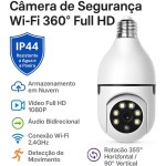Câmera De Segurança Lâmpada Ip Wi-Fi Inteligente Full HD 1080P 360°, Controle Por Aplicativo, Android E iOS, Visão Noturna, Detecção De Movimento, Áudio Bidirecional, Rotação Automática Yoossee - Imagem 2