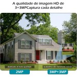 Câmera IP Sem Fio de Segurança Externa HD 3MP, Câmera de Visão Noturna Infravermelha WiFi, Dupla Lente Grande Angular, IP66 à Prova D'água e à Prova de Poeira, Chamada de Voz Bidirecional, Preto - Imagem 2
