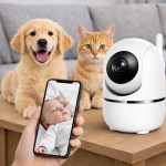 Câmera IP WiFi Giratória 1080p Premium, Visão Noturna, Detecção de Movimento, Microfone Infravermelho, Sem Fio com App, Estilo Babá Eletrônica - Premium