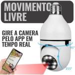 Câmera Lâmpada WiFi 360° IP Full HD 1080p Segurança Giratória Visão Noturna Infravermelho Detecção de Movimento Bivolt Monitoramento Acabamento Premium - Imagem 2