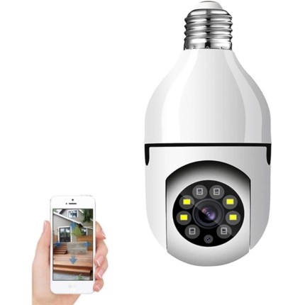 Câmera Segurança Ip Wifi Lâmpada NO2PROBLEMS Prova D'água Giratória Visão Noturna Infravermelho 1080P HD Câmeras Wireless 360° Inteligente Full HD