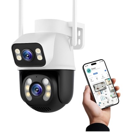 Camera Wifi Segurança 2 em 1 Externa e Interna 360 Lampada e com Audio Dupla Lente Icsee | Vigilancia Noturna