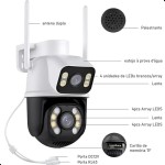 Camera Wifi Segurança 2 em 1 Externa e Interna 360 Lampada e com Audio Dupla Lente Icsee | Vigilancia Noturna - Imagem 2