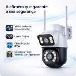 Câmera de Segurança WiFi Externa HD 3MP, IP Sem Fio com Visão Noturna Infravermelha, Dupla Lente Grande Angular, À Prova D'Água IP66, Detecção de Movimento e Áudio Bidirecional - Imagem 2
