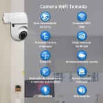 Câmera de Tomada Segurança 2MP - WiFi Visão 360° HD 1080p, Câmera IP ICSee Infravermelho, Sem Fio com App, Câmera Panorâmica 360° Visão Noturna, Áudio Bidirecional Detecção de Movimento, Pet - Imagem 2