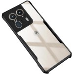 Capa Case Capinha Dual Shock Sense Transparente Preta Acabamento Premium Proteção Contra Arranhões, Quedas e Impactos para Motorola Moto Edge 50 Ultra