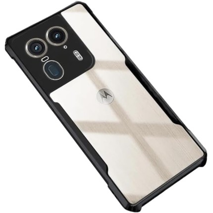 Capa Case Capinha Dual Shock Sense Transparente Preta Acabamento Premium Proteção Contra Arranhões, Quedas e Impactos para Motorola Moto Edge 50 Ultra