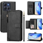 Capa compatível com Motorola Moto G86 5G, compatível com Motorola Moto G86 5G Flip PU Leather Zipper Wallet Capas protetoras pretas