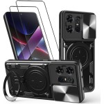 Capa para Motorola Moto Edge 50 Pro Capinha à prova de choque - com protetor de tela, suporte para anel