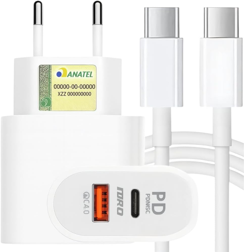 Carregador-Turbo-45W-Porta-Dupla-USB-A-USB-C-Cabo.jpg Carregador Turbo 45W Porta Dupla (USB-A + USB-C) + Cabo Ultra Rápido de 1M Premium®, Compatível com iPhone 15, 15 pro, 15 Pro Max, iPhone 16, 16 pro, 16 pro Max, Samsung Galaxy, IOS/Android