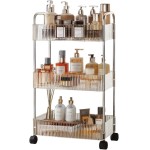 Carrinho Multiuso, Estante Carrinho com 3 Prateleiras com Rodinhas Organizador Multiuso para Cozinha Banheiro Quarto(Três camadas: 30x20,5x62.5cm)
