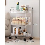 Carrinho Multiuso, Estante Carrinho com 3 Prateleiras com Rodinhas Organizador Multiuso para Cozinha Banheiro Quarto(Três camadas: 30x20,5x62.5cm) - Imagem 2