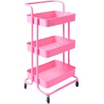 Carrinho Organizador Multiuso 3 Prateleiras Com Rodinhas (ROSA)