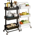 Carrinho Organizador Multiuso 3 Prateleiras Com Rodinhas/Estante/Fruteira (Preto)