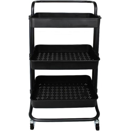 Carrinho Organizador Multiuso 3 Prateleiras Conthey Com Rodinhas, Estante, Preto, Facilidade, Mobilidade, Versatilidade para espaços como, Cozinhas, Escritórios ou Banheiros.