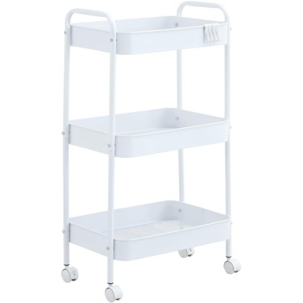 Carrinho Organizador Multiuso Gala Evolux, com Rodinhas em Ferro na Cor Branca.