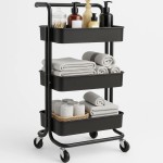 Carrinho Organizador Multiuso Preto | 3 Prateleiras e Rodinhas – com Cesto Removível para Banheiro, Cozinha, Lavanderia e Escritório | Estrutura Metálica e Resistente | Fácil de Montar e Compacto