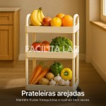 Carrinho Organizador Multiuso com 3 Níveis, Branco, com Rodízios, para Cozinha, Banheiro, Lavanderia e Home Office - Imagem 2