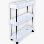 Carrinho Organizador Multiuso com Rodinhas 3 Andares | Movel Carrinho Estreito para Cozinha e Banheiro | Móvel Auxiliar Compacto para Espaços Pequenos