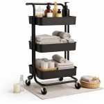 Carrinho Organizador Multiuso com Rodinhas – 3 Prateleiras, Estrutura Metálica Resistente, Ideal para Banheiro, Cozinha, Lavanderia e Escritório