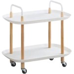 Carrinho Organizador Prateleira 2 Andares Branco Rodinhas Plástico Banheiro Cozinha Lavanderia Escritório