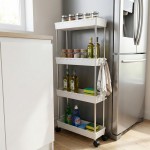 Carrinho Organizador Slim 4 Andares com Rodas, Hastes em Aço Inox, Estante Multiuso Estreita, 80x39x12,5cm, Branco - Imagem 2